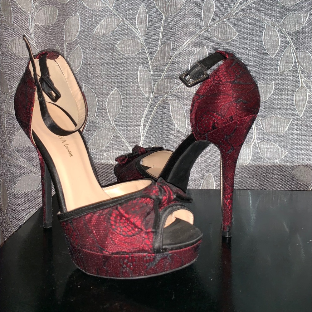 Red lace sandals